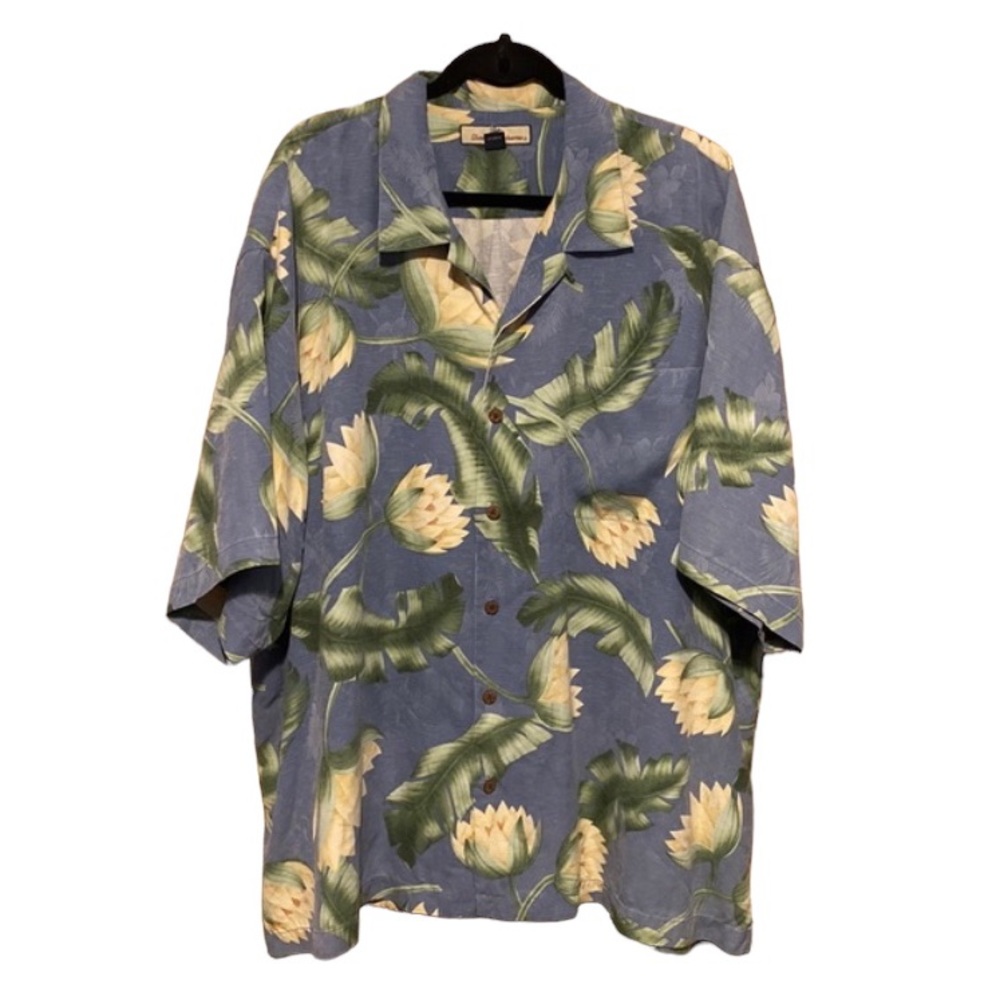 Tommy Bahama Relax 100% silk Hawaiian leaf print button up shirt size XXL